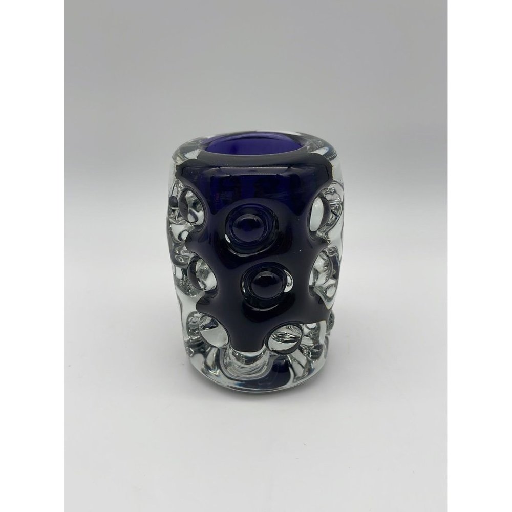 Vintage Purple Art Glass Bubble Vase Candle Holder